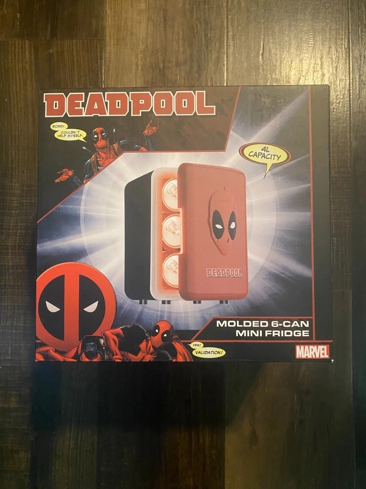 Новый мини-холодильник Marvel Deadpool емкостью 6 банок 4 л для офиса, путешествий, спальни - Изображение 4 из 4
