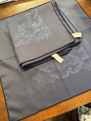 Set of 6 NEW Vintage Prima VERA Damask  20 X 20  NAVY BLUE Formal DINNER Napkins