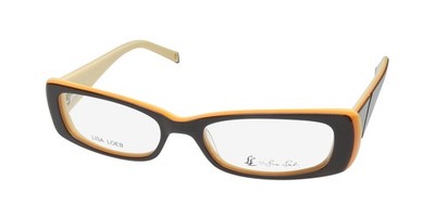 NEW LISA LOEB LUCKY ME GLASSES FULL-RIM WOMENS RECTANGULAR BROWN PLASTIC