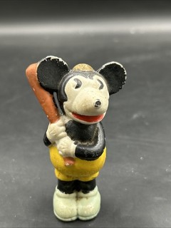 Vintage Mickey Mouse Baseball Player Ceramic Pencil Topper Figure.Walt Disney.ML
