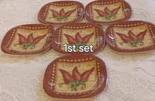 Vtg Keller Charles 6 Melamine 5.5" MCM Plates Chili Pepper Snack/Pie/Finger Food