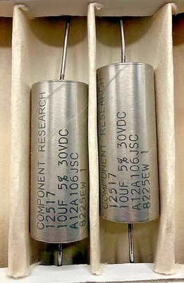 CRC A12A106JSC 10uF 30V 5% Hermetic Metal Film Capacitor Audio Axial NOS Lot 2