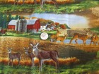 FARM LIFE Vintage TRACTORS BARNS DEER In The FIELDS 2000's COTTON Fabric - 1 yd — photo 1