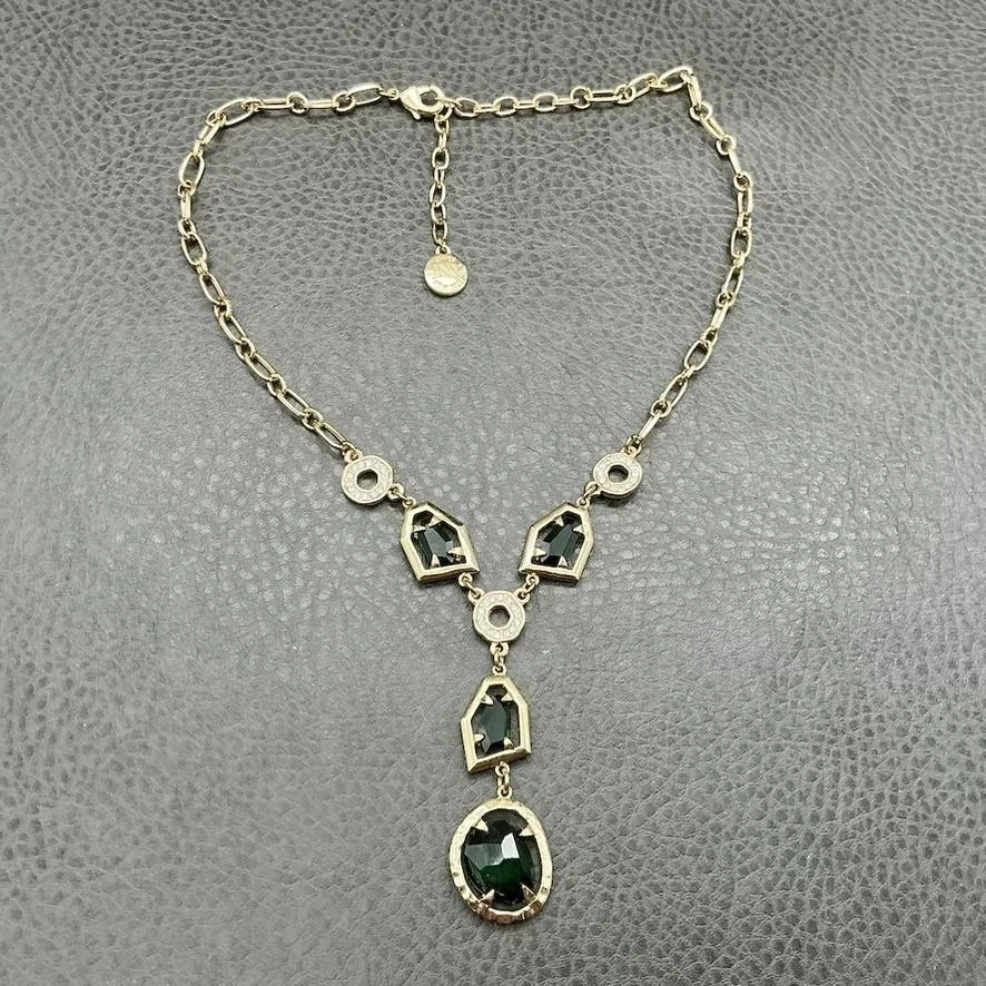 Jones New York JNY заявление ожерелье зеленый бисер золотой тон Y падение регулируемый - Изображение 2 из 4