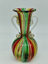 Vaso in vetro di Murano Latticino oro con manico