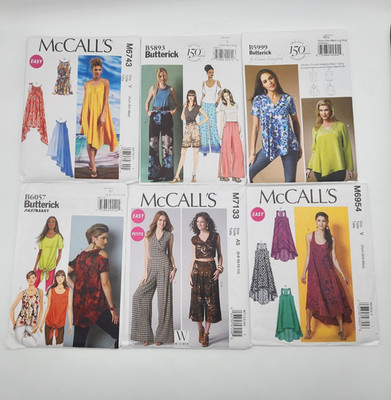 McCalls Butterick Patterns Lot of 6 Womens Clothing Sewing Dresses Tops Bottoms