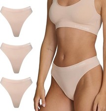 STEP ONE SmoothFit Seamless Thong for Women, 3 Pack, Ultra-Soft, Breathable Bamb