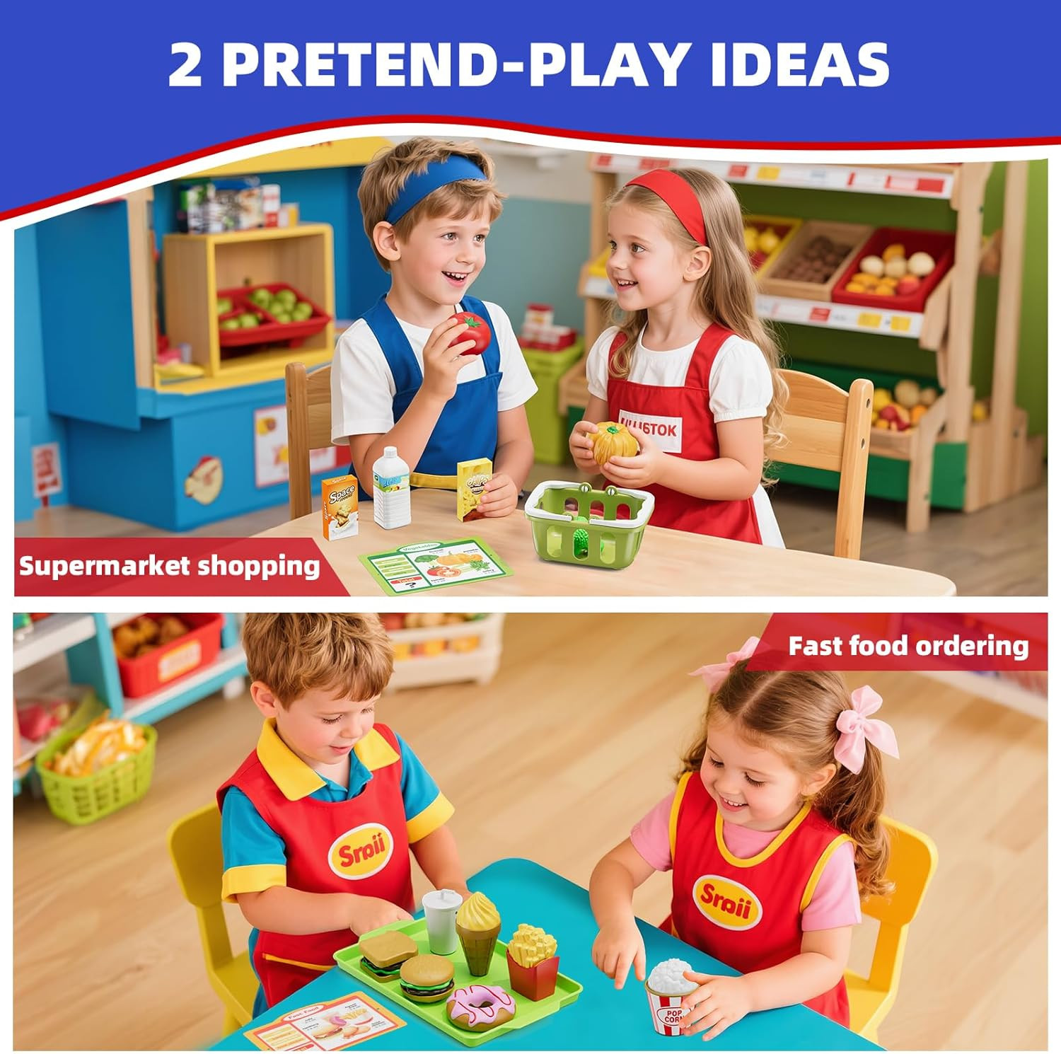 как выглядит Wooden Cash Register for Kids, Rechargeable Pretend Play Supermarket Fast Food фото