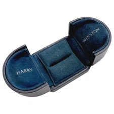 Harry Winston Genuine Ring case Navy Leather Jewelry empty case