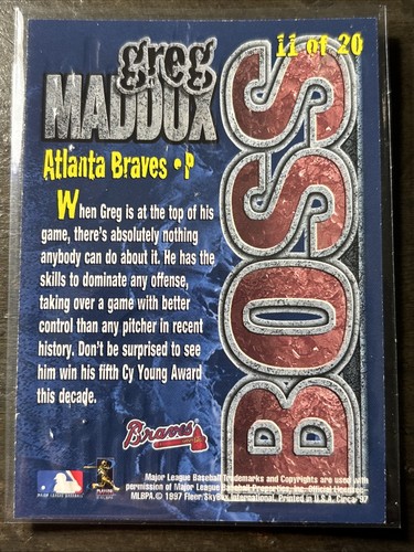 1997 Skybox Circa GREG MADDUX Boss SUPERBOSS Atlanta Braves #11 Embossed - Picture 2 of 2