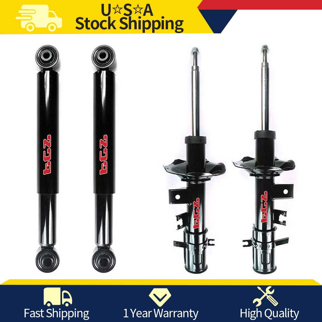 FCS Complete Front Struts And Rear Shocks Kit For Infiniti QX4 & Nissan Pathfinder (4WD/RWD) - FCSG-13802-168-3990889