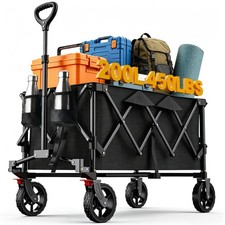 Foldable Wagon Cart with Wheels, 450LBS Heavy Duty Collapsible Wagon Cart with
