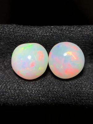 Natural White Ethiopian Opal Sphere, 2 Pcs 6.80 MM Rainbow Fire Sphere.