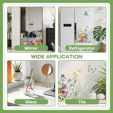 9 Sheets Spring Window Clings, Larger Spring Flower Floral Butterfly Bird Win...