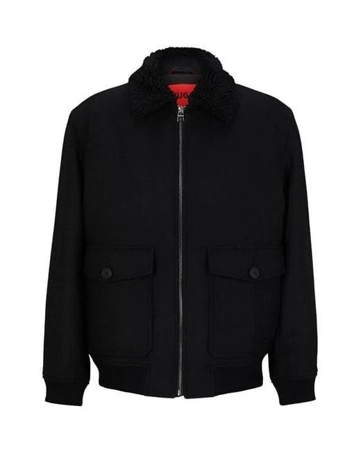 Men's HUGO BOSS BAVI Wool Jacket with Shearling Collar - XL image 3