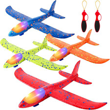 4 Pack Airplane Flying Toys, 4 Throwing Foam Plane Toy for 3 4 5 6 7 8 Years Old