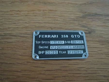 Ferrari 250 GTO Metal Display Plaque Revell 1/12 1/24 Gunze BBR Fujimi Italeri