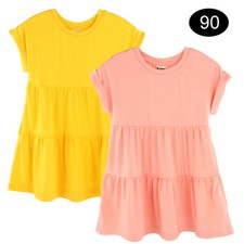 Toddler Baby Kids Girls Short Dresses Cotton Casual Short Sleeves No Pattern