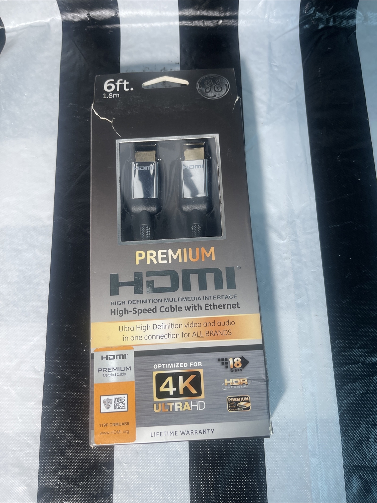GE Ultra Pro Premium 6ft HDMI Cable WITH ETERNET ULTRA HD 4K 18gbs Gold Leads