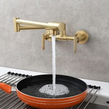 Kitchen Sink Faucet Brass In-wall Double Hole 360  Rotation Folding Mixer Tap