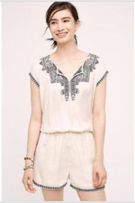 New Anthropologie Mira Embroidered Romper by Elevenses Size Small MSRP: $128