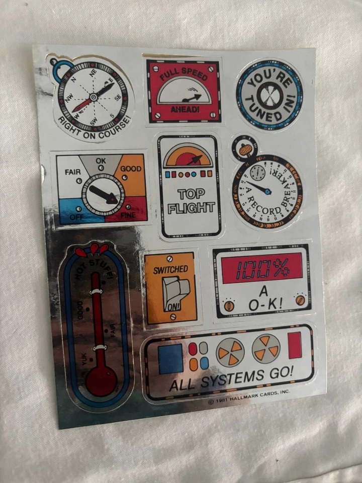 Vintage 1981 Hallmark Cards Silver Foil Encouragement Words Stickers 1 Sheet - Image 2 of 4