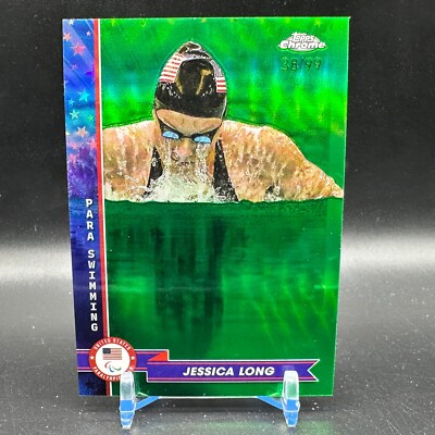 Jessica Long GREEN REFRACTOR /99 2024 Topps Chrome U.S Olympic SWIMMING