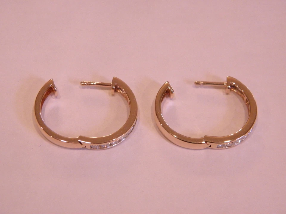 GORGEOUS QVC 14K ROSE GOLD NATURAL AFFINITY DIAMOND HOOP EARRINGS 1.00 CTTW! - Image 4 of 4