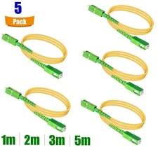 5 Pack 1-5m SC/APC to SC/APC Simplex Single Mode Internet Fiber Optic Cable
