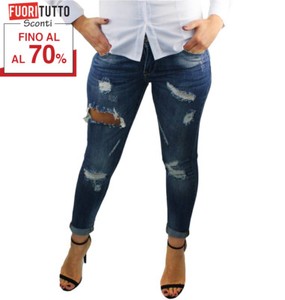 Jeans donna Pantaloni strappati slim skinny leggings 40 42 44 46 48 RDV |  eBay