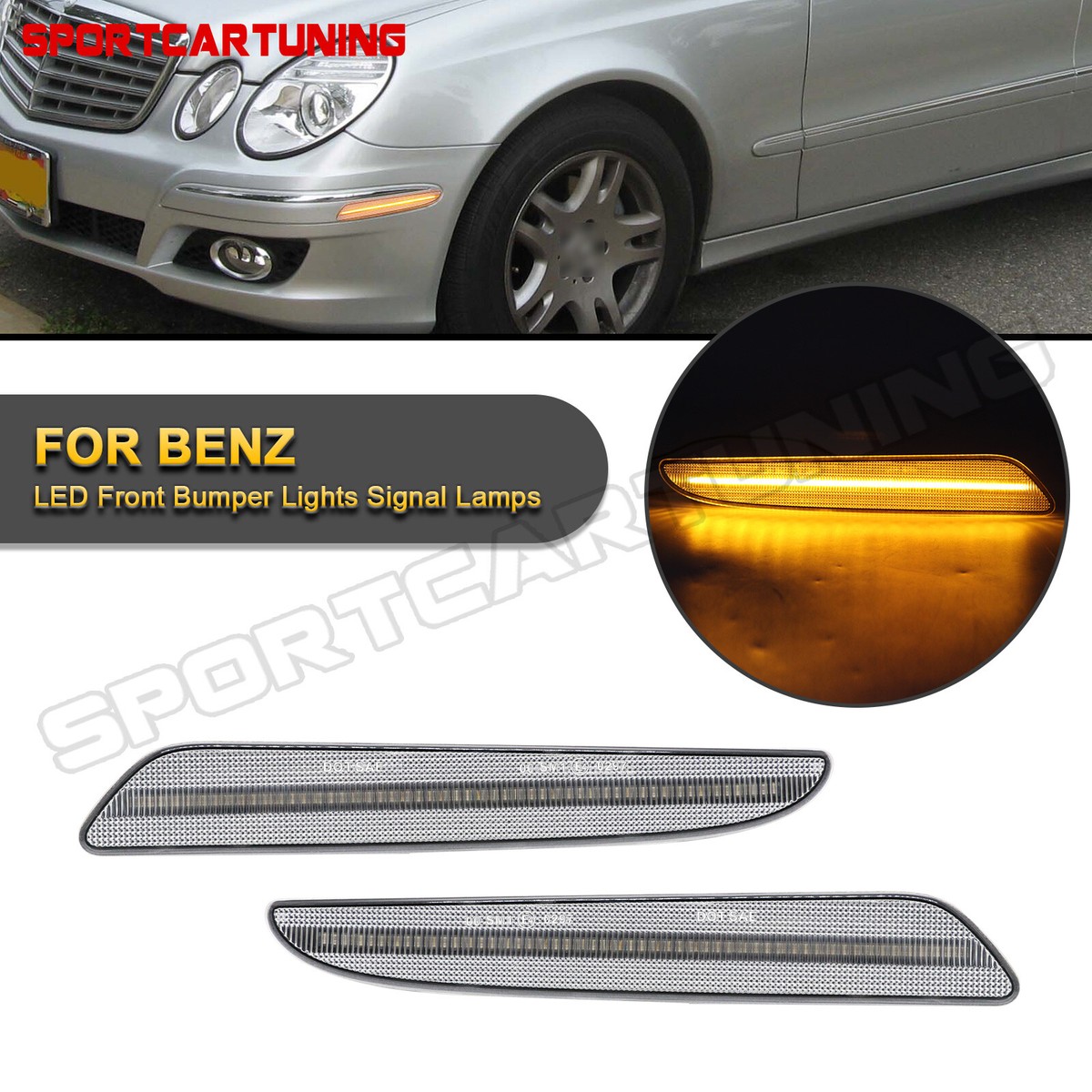 LED Bumper Side Marker Turn Signal Lights For 07-2009 Mercedes 