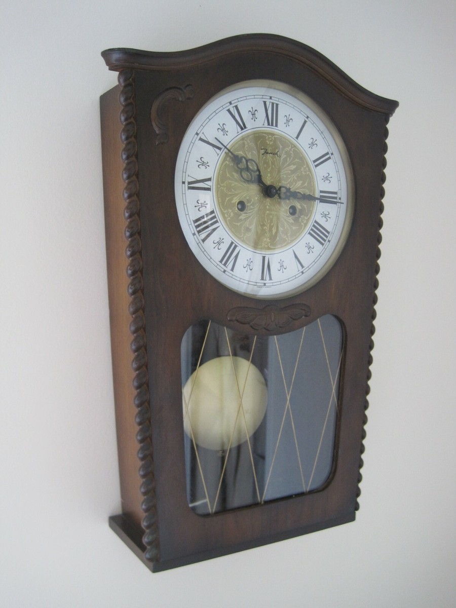 Vintage West Germany Jauch Westminster Chimes Wall Clock With Key