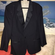 VINTAGE LORD WEST FORMAL WEAR TUX SUIT JACKET SPORT COAT Navy SATIN DETAIL 44R