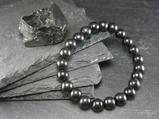 Shungite Genuine Bracelet  7 Inches  8mm Round Beads