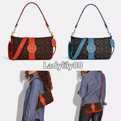 COACH ショルダーバッグ Signature jacquard C8306 NWT Coach Lonnie Baguette crossbody In Signature Jacquard