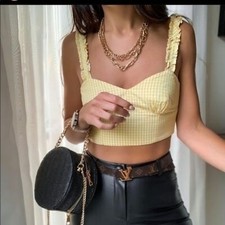 ZARA Gingham Crop Top 3457/683 XS ,M