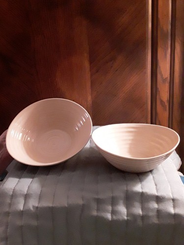 4 SOPHIE CONRAN PORTMERION CEREAL/SOUP BOWLS. 2 TAN, 2 LIGHT GREEN - Picture 4 of 7