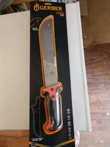 Gerber Compact Clearpath Machete w/Sheath 11" Stainless Steel Blade Gator Grip 