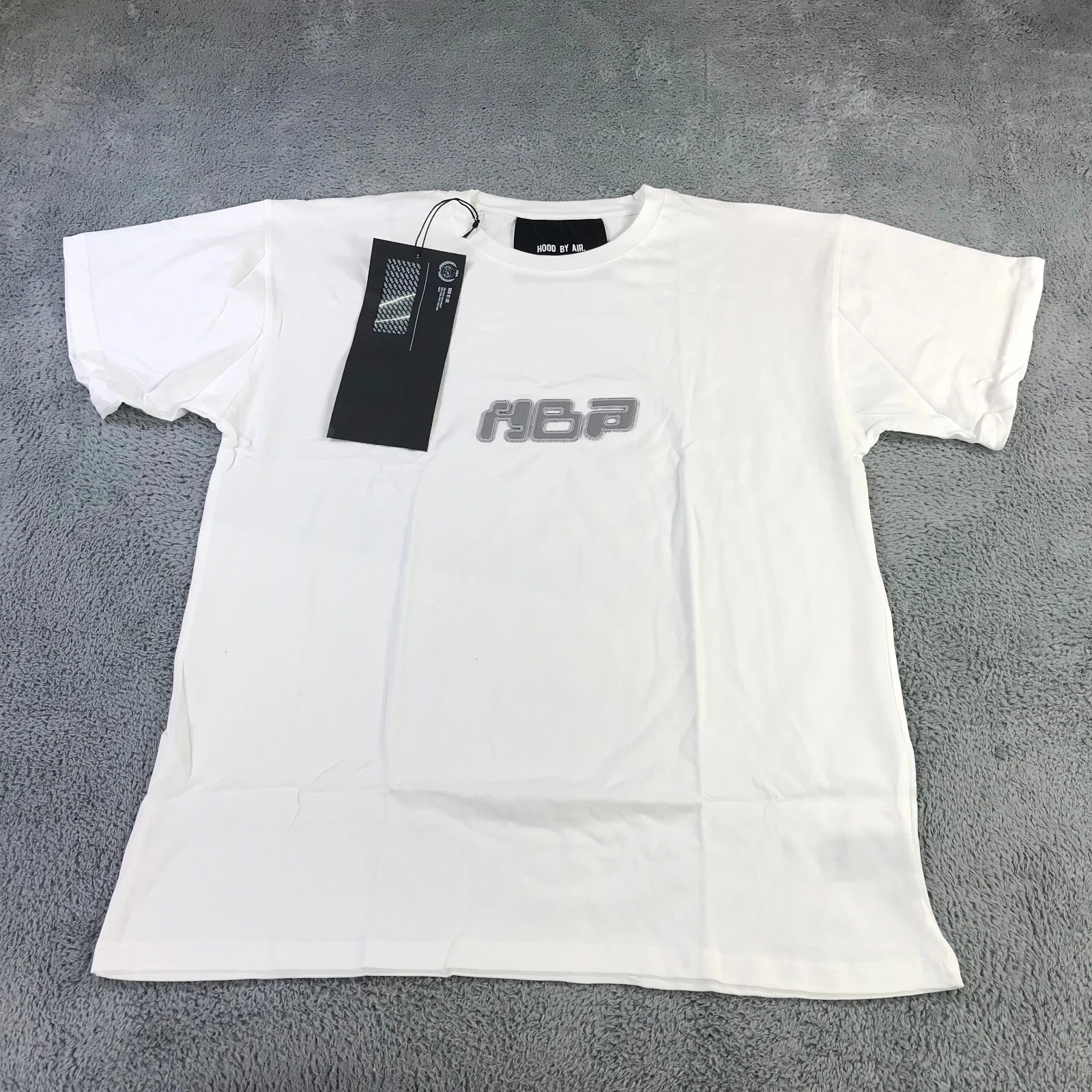 HBA (HOOD BY AIR) HBA Camicia Uomo Extra Large Bianco Spell Out Cappuccio By Air Tee Bianco Grigio