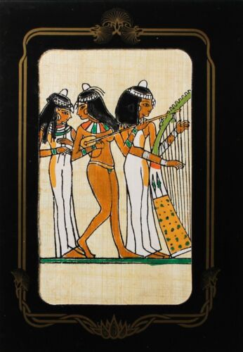Papirusowa pocztówka "Muzykantynki" ręcznie malowana, składany passe-partout - ze sklepu PGI - Zdjęcie 1 z 6