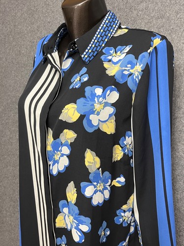 Lands End Floral Kaftan Tunic Button Shirt Dress Coverup Kimono Women's 14P NWT - Picture 4 of 14