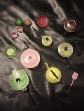 Vintage Artisan Lot Copper Pots Pans Set Dollhouse Miniature 1:12