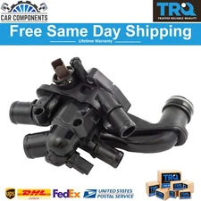 TRQ Coolant Thermostat & Housing Assembly w/ Temp Sensor & Gasket For 07-13 Mini