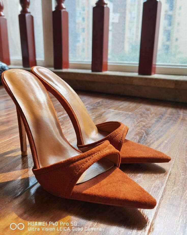 PANTOFOLA D’ORO Sandali donna moda data tacco alto sexy punta a punta scarpe slides pantofole muli