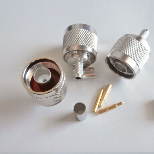 10X N Male Plug Crimp For RG58 RG142 LMR195 RG400 cable Straight RF Connector - Picture 8 of 11
