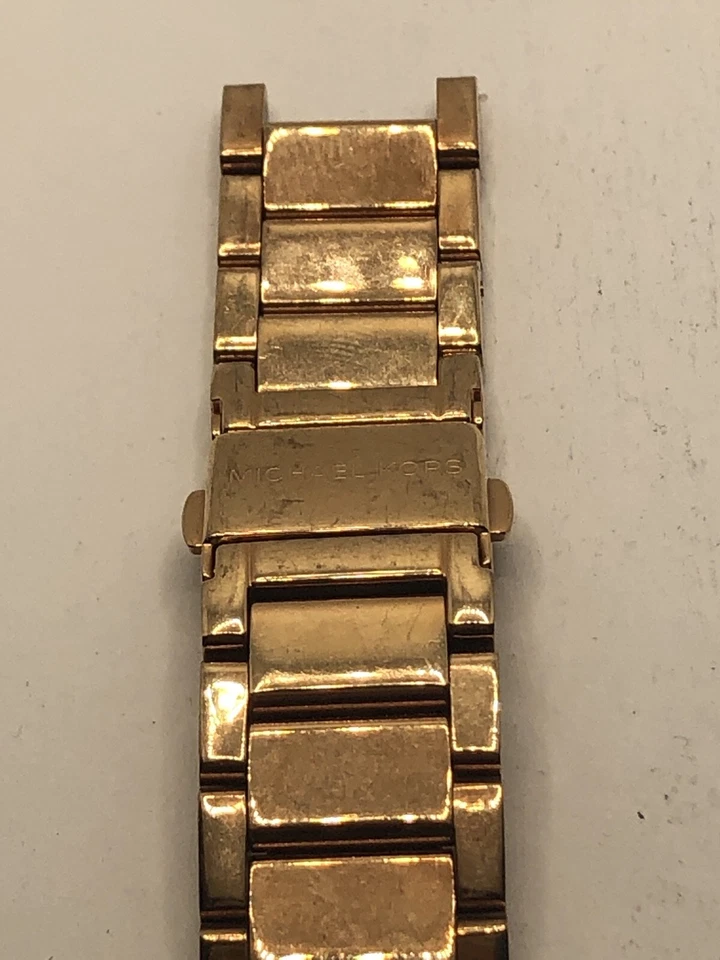 Piezas de reloj Michael Kors correa completa cierre de eslabones sin alfileres tono oro rosa 18 mm PJ345 Foto 2 de 4