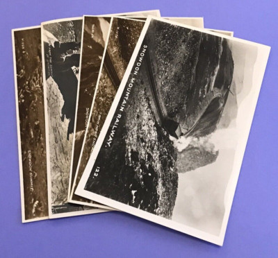 Vintage Echt Foto Postkarten Snowdon Summit Eisenbahn Züge Menschen Wales Lot x5