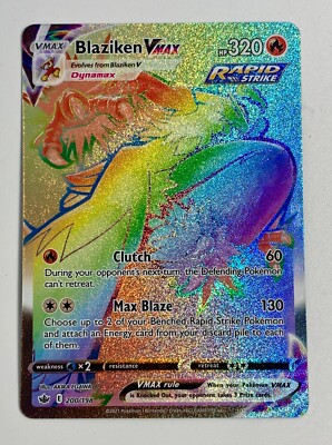 Blaziken VMAX 200/198 Chilling Reign 2021 Secret Rainbow Rare Pokémon Card  TCG