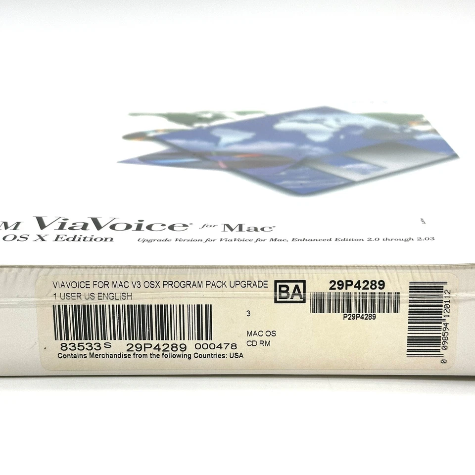 NEW SEALED IBM ViaVoice Mac OS X 10.1 Edition Upgrade G3 G4 Macintosh Vintage - Image 3 of 4