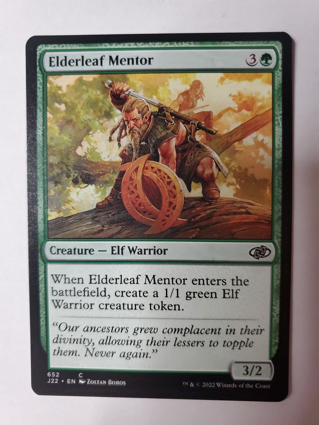MTG Magic The Gathering Card Elderleaf Mentor Creature Elf Warrior Green Jumpsta